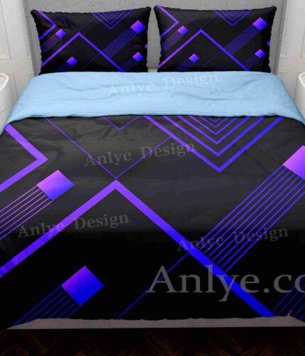 3D Geometric Black and Purple Duvet Cover: Perfect Birthday Gift for Twin, Full, Queen, and King Sizes
