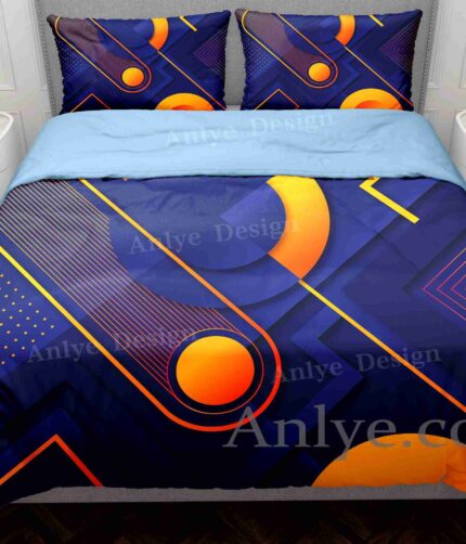3D Geometric Black and Purple Duvet Cover: Bold Design for a Modern Bedroom