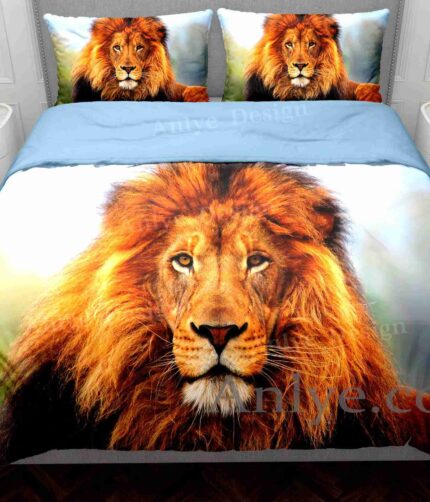 Vibrant and Colorful 3D Lion Duvet Cover Set - Perfect for Any Twin, Full, or Teenager's Bedroom