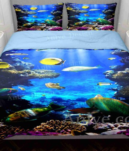 Bright and Colorful 3D Undersea Coral Duvet Cover Set - Perfect for Any Twin, Full, or Boy/Girl's Bedroom