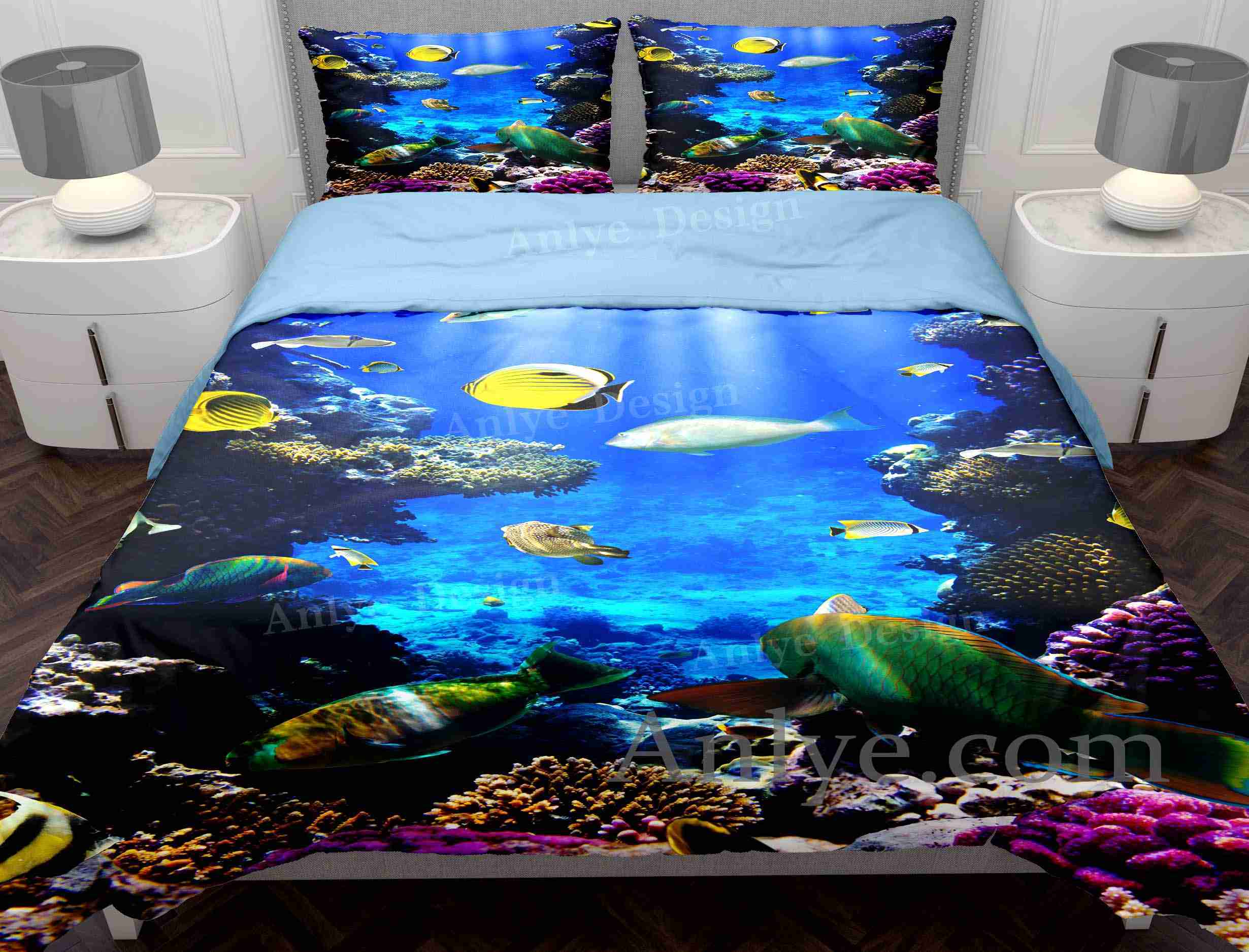 Bright and Colorful 3D Undersea Coral Duvet Cover Set - Perfect for Any Twin, Full, or Boy/Girl's Bedroom